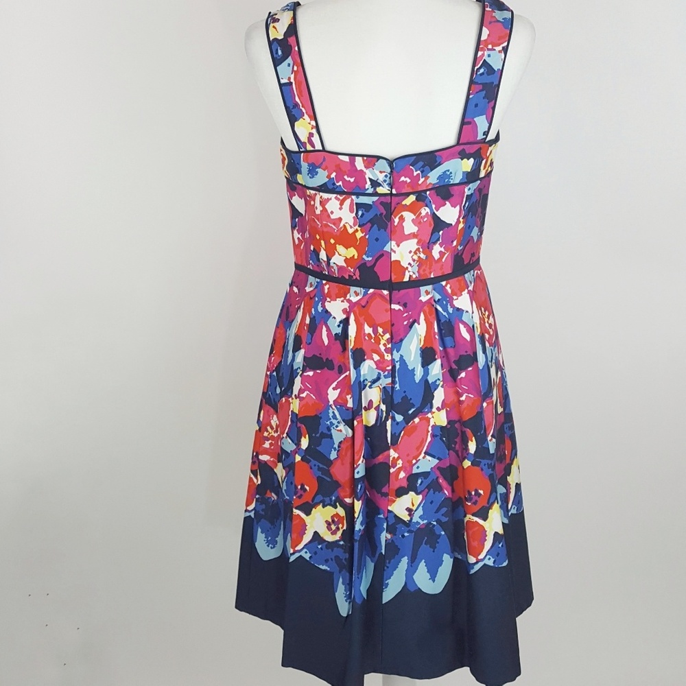 Adrianna Papell Floral Fit and Flare Dress Womens 6 Blue Sundresse - Picture 3 of 8